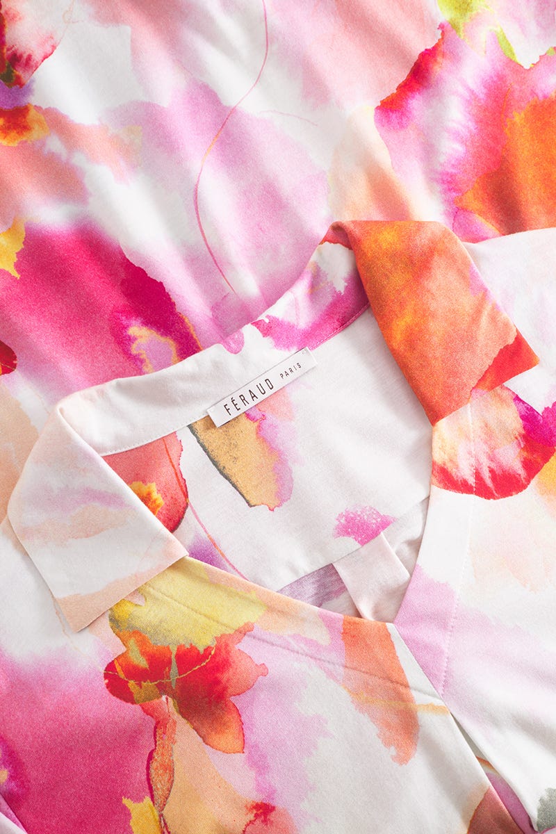 Detailbild 1 von Nachthemd Kurzarm im Batik-Blumendruck Baumwolle/Modal