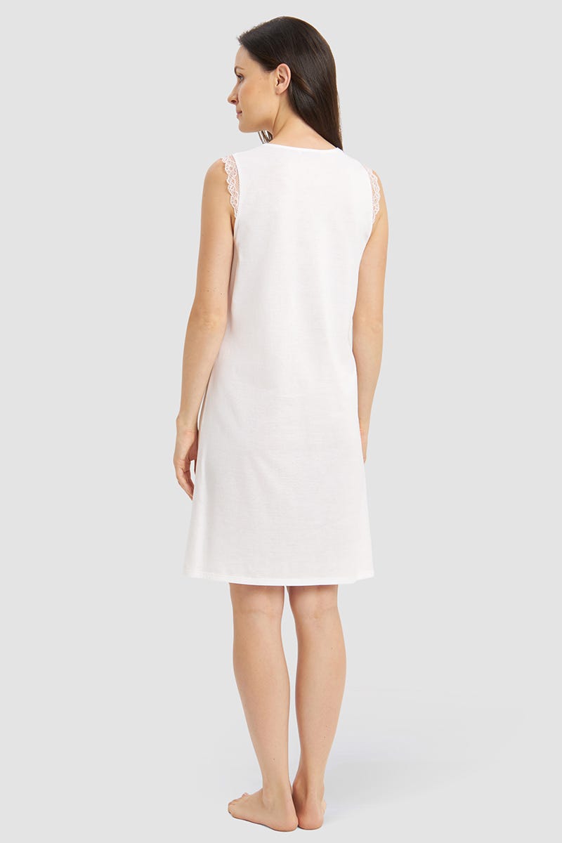 Rückansicht von Nachthemd Ärmellos mit eleganten Spitzendetails 100% Baumwolle