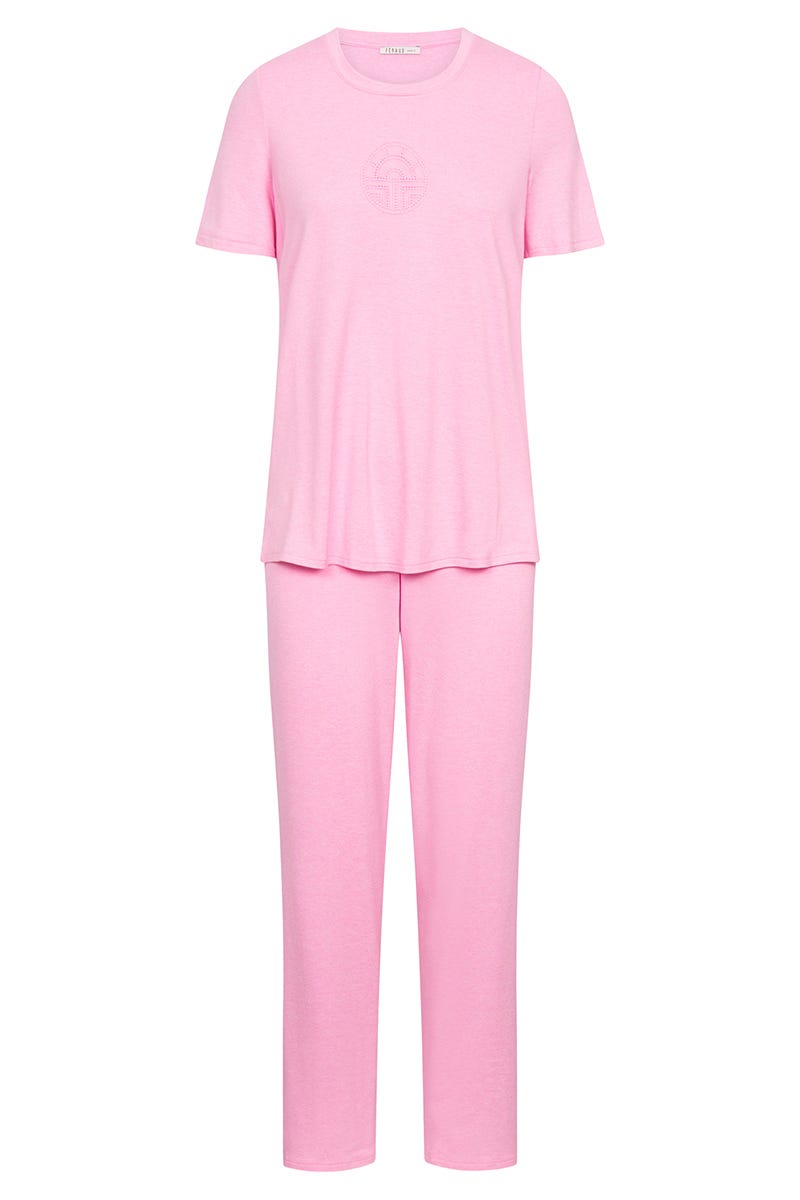 Hollowbild von Pyjama in Melange-Optik Rosa Modal/Elasthan