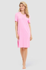 Frontalbild von Nachthemd in Melange-Optik Rosa Modal/Elasthan