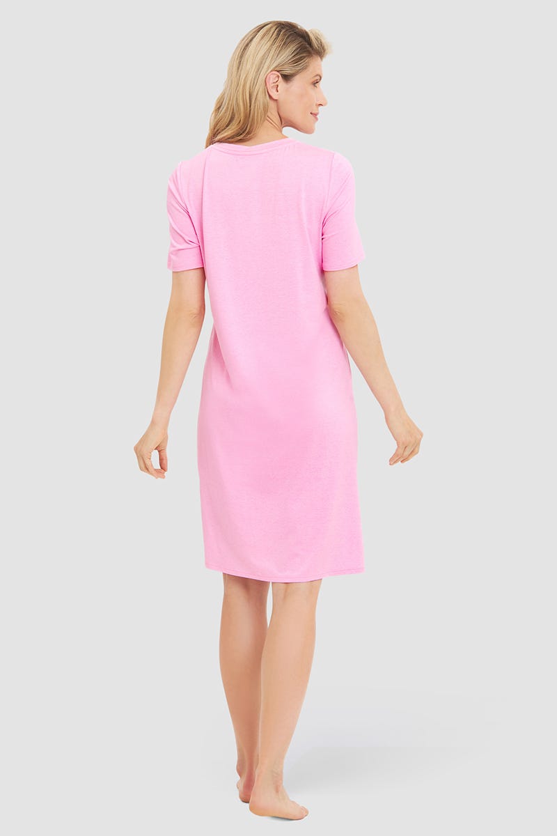 Rückansicht von Nachthemd in Melange-Optik Rosa Modal/Elasthan