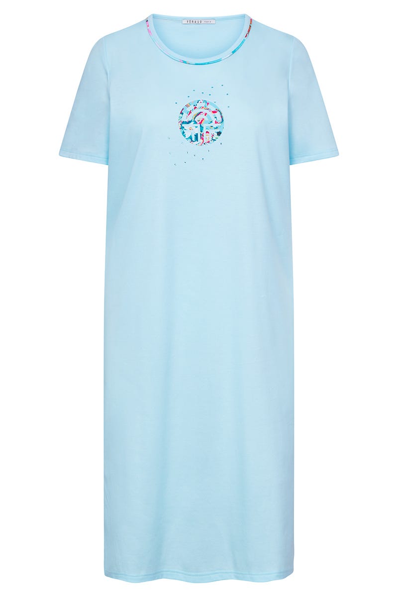 Hollowbild von Nachthemd mit farbenfrohen Logo-Motiv 100% Baumwolle