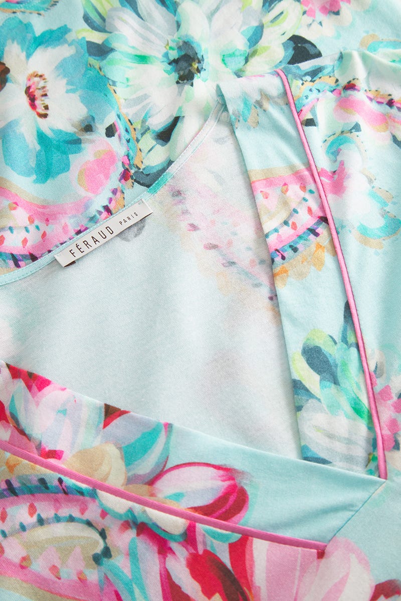 Detailbild 1 von Pyjama im Paisley-Druck Türkis Baumwolle/Modal