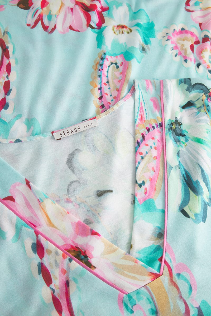 Detailbild 1 von Nachthemd im Paisley-Druck Türkis Baumwolle/Modal