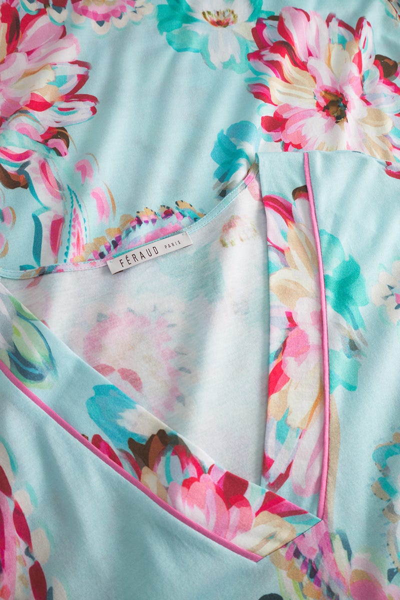 Detailbild 1 von Nachthemd im Paisley-Druck Türkis in Maxi-Länge Baumwolle/Modal