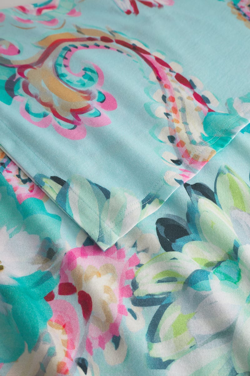 Detailbild 2 von Nachthemd im Paisley-Druck Türkis in Maxi-Länge Baumwolle/Modal