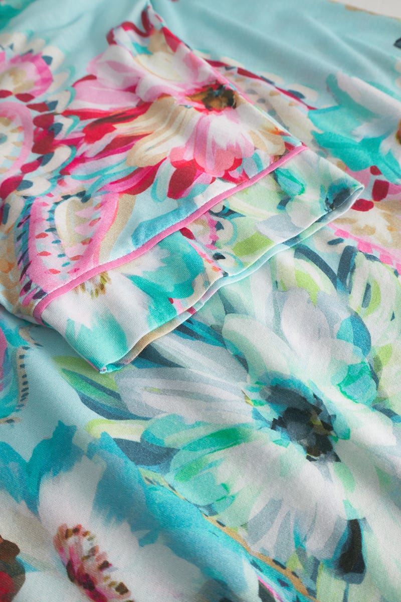 Detailbild 3 von Nachthemd im Paisley-Druck Türkis in Maxi-Länge Baumwolle/Modal