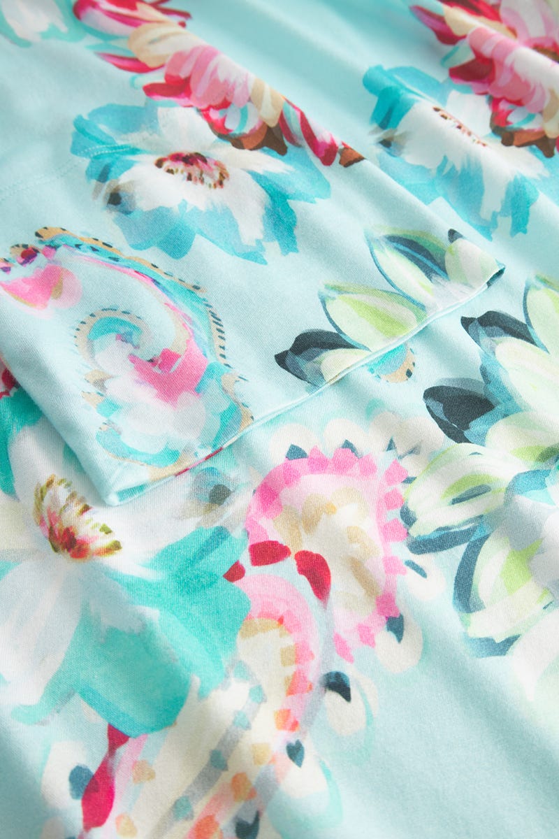 Detailbild 1 von Morgenmantel im Paisley-Druck Türkis Baumwolle/Modal