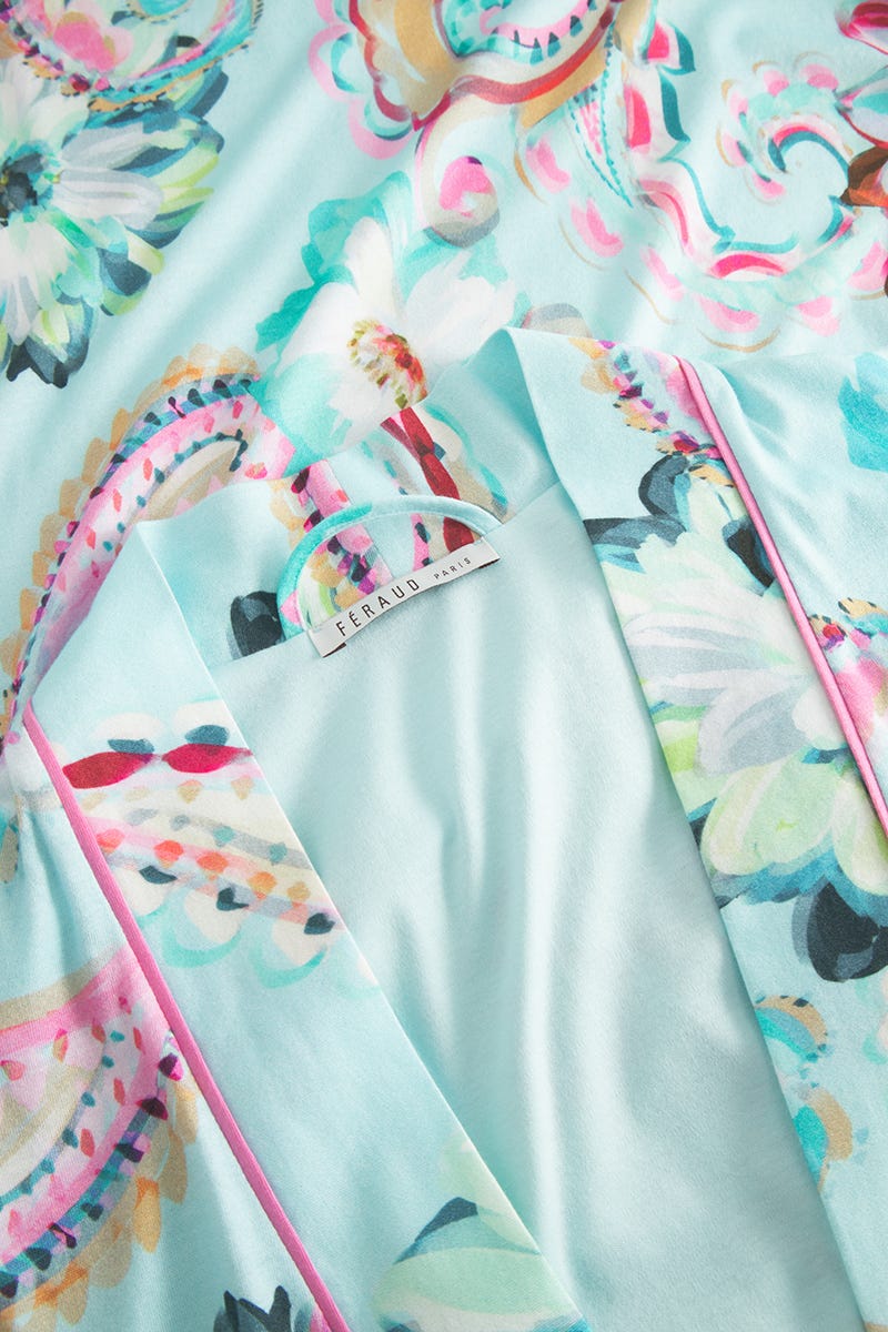 Detailbild 3 von Morgenmantel im Paisley-Druck Türkis Baumwolle/Modal