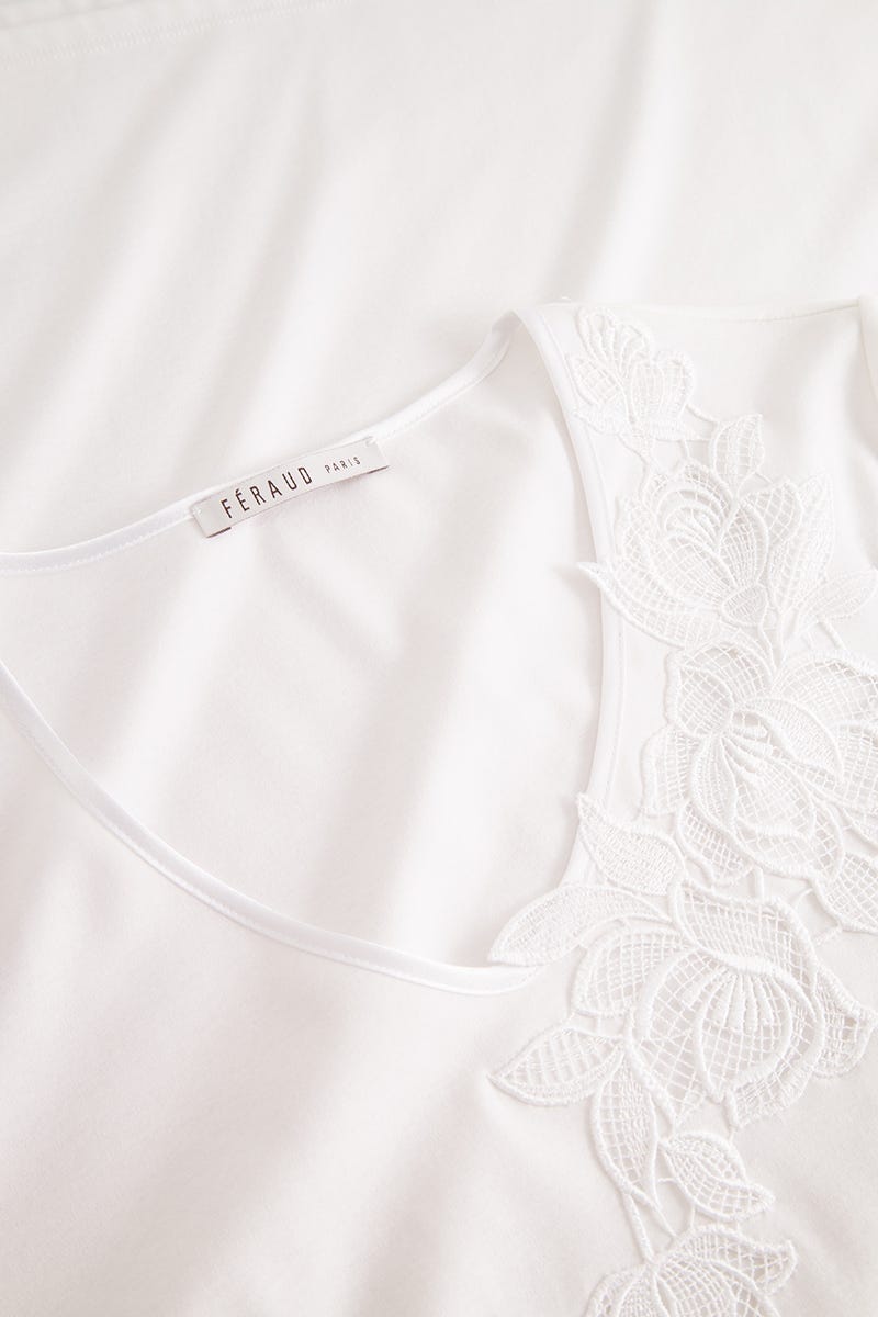 Detailbild 2 von Nachthemd mit blumigen Stickereidetails 100% Baumwolle