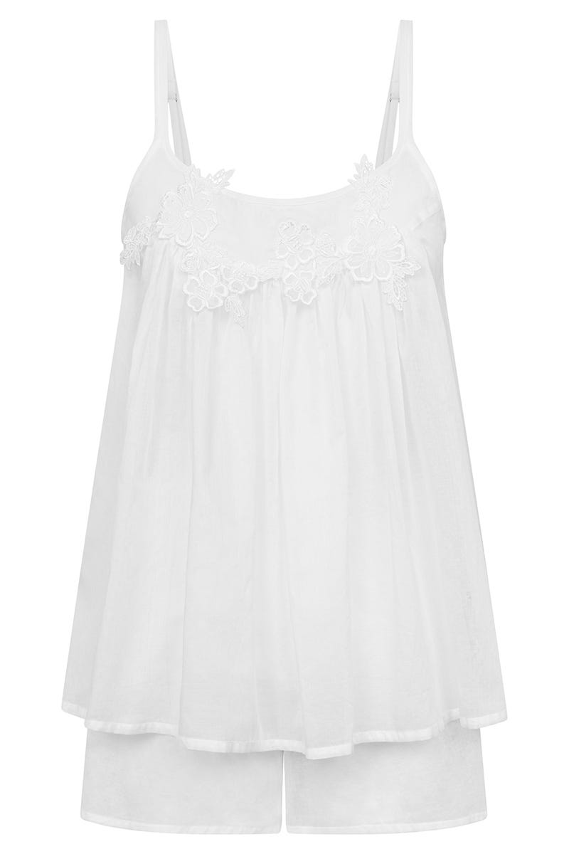 Hollowbild von Pyjama aus Voile mit feinen Spitzendetails 100% Baumwolle