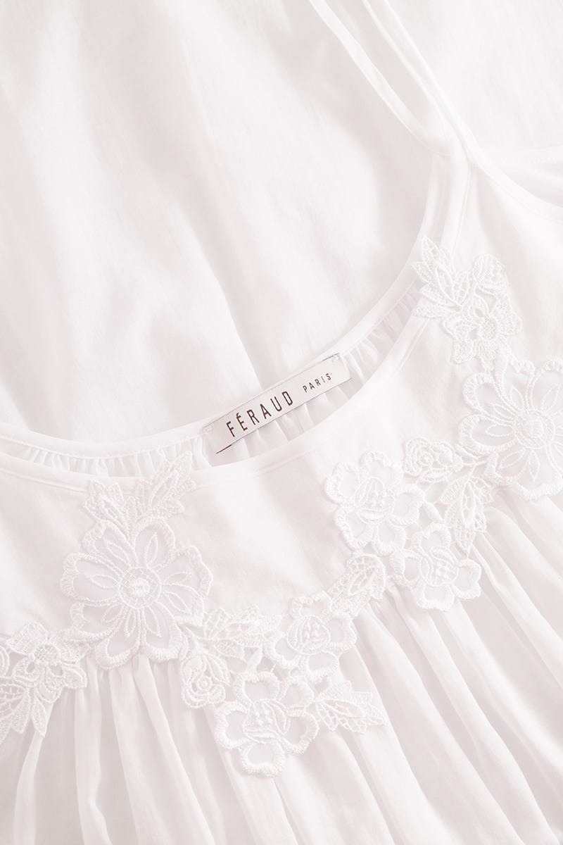 Detailbild 2 von Nachtkleid aus Voile mit feinen Spitzendetails Spaghetti-Träger 100% Baumwolle