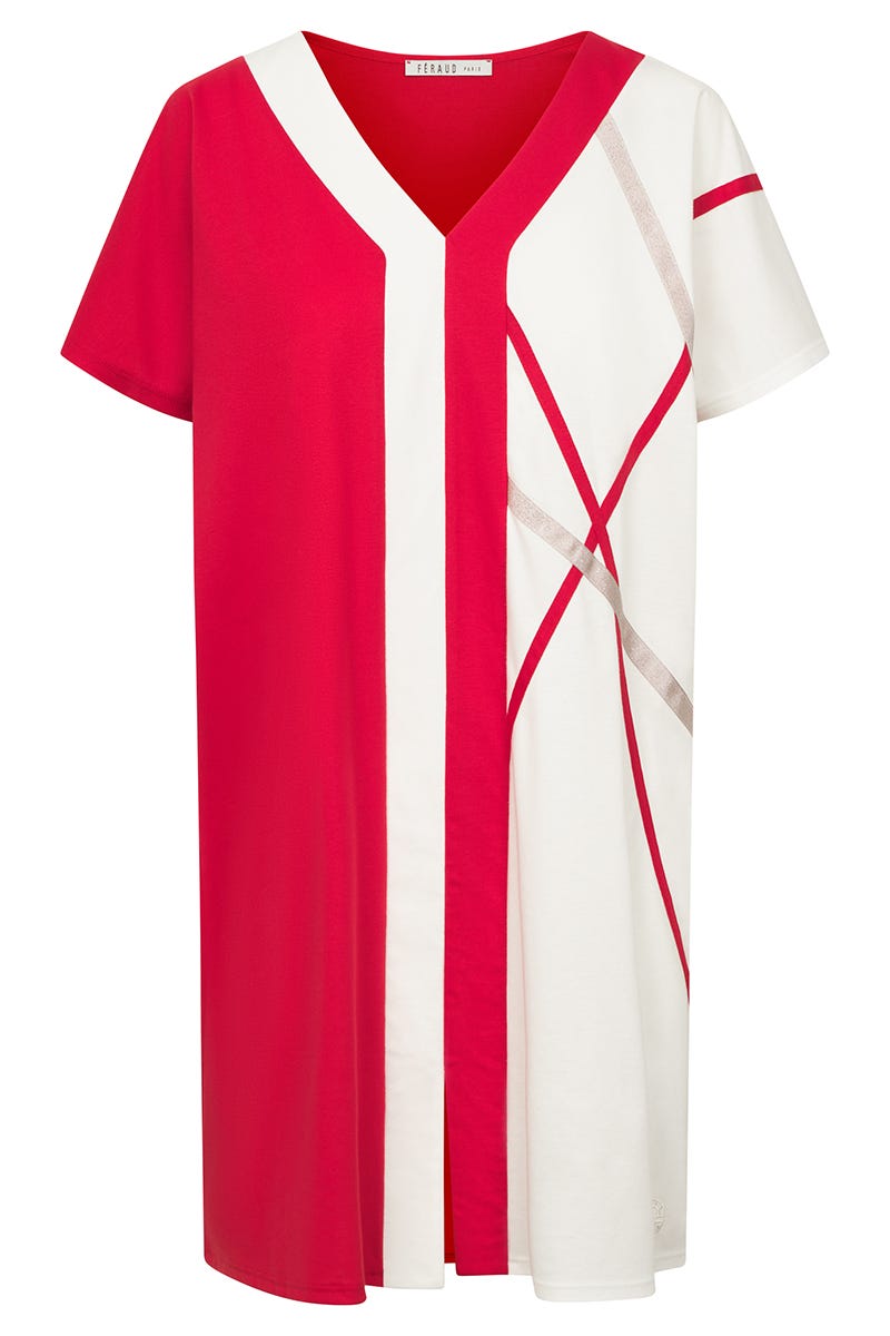 Hollowbild von Nachthemd mit Colourblocking und Grafikdruck 100% Baumwolle