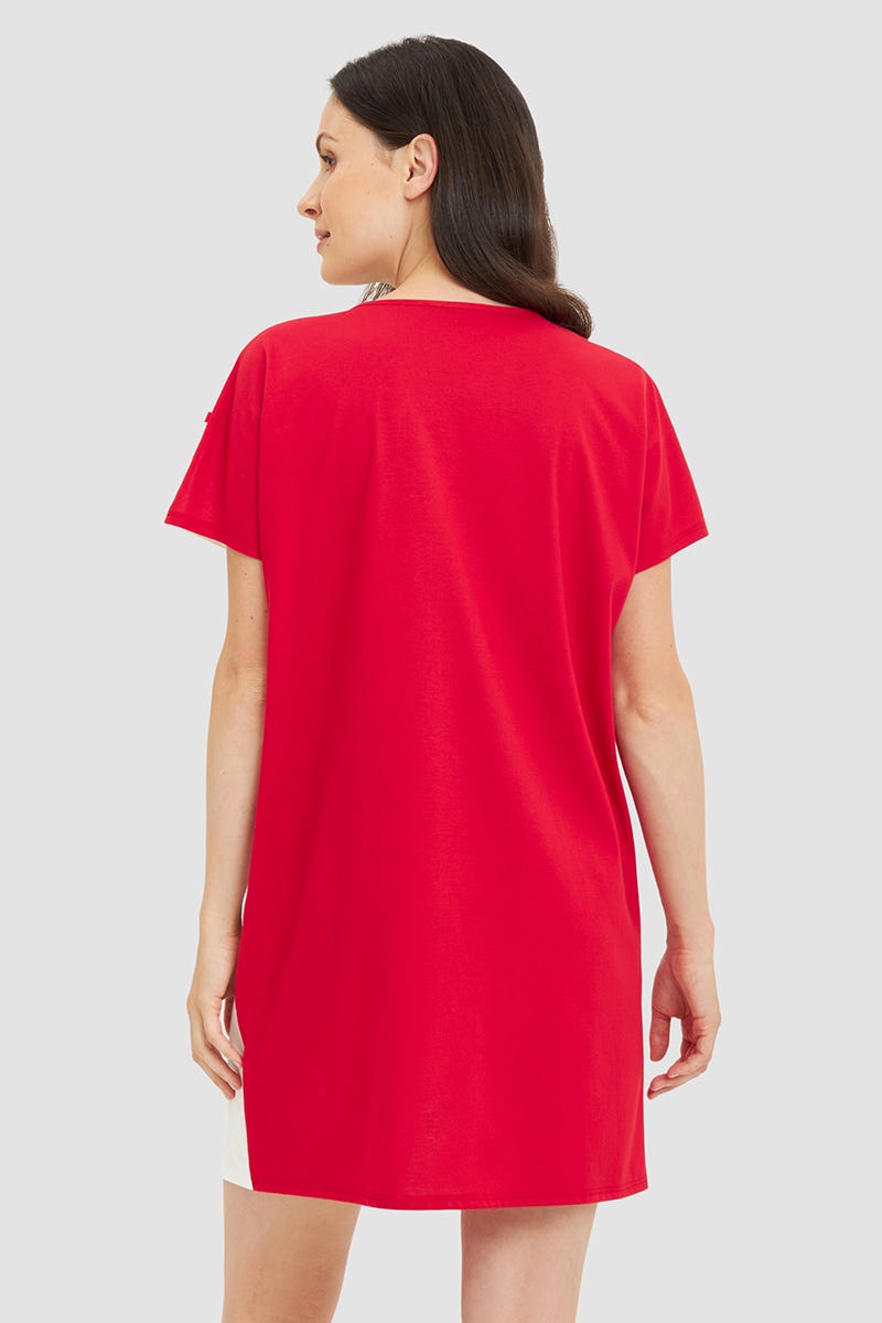 Rückansicht von Nachthemd mit Colourblocking und Grafikdruck 100% Baumwolle