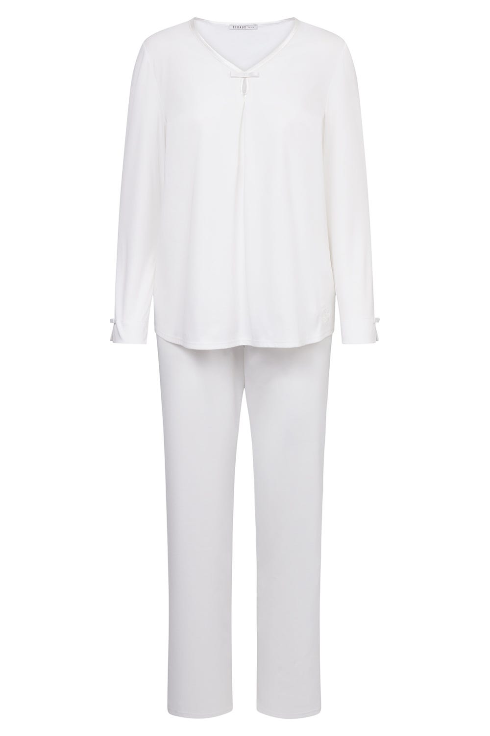 Hollowbild von Pyjama mit Satinschleife dezent Kellerfalte 100% Baumwolle