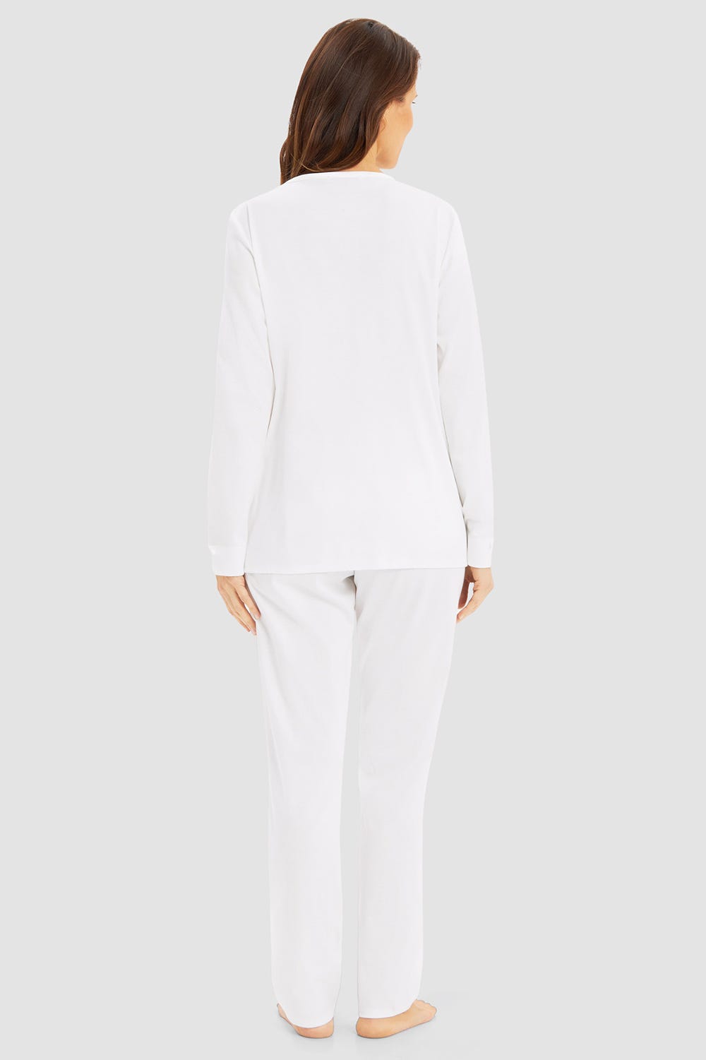 Rückansicht von Pyjama mit Satinschleife dezent Kellerfalte 100% Baumwolle