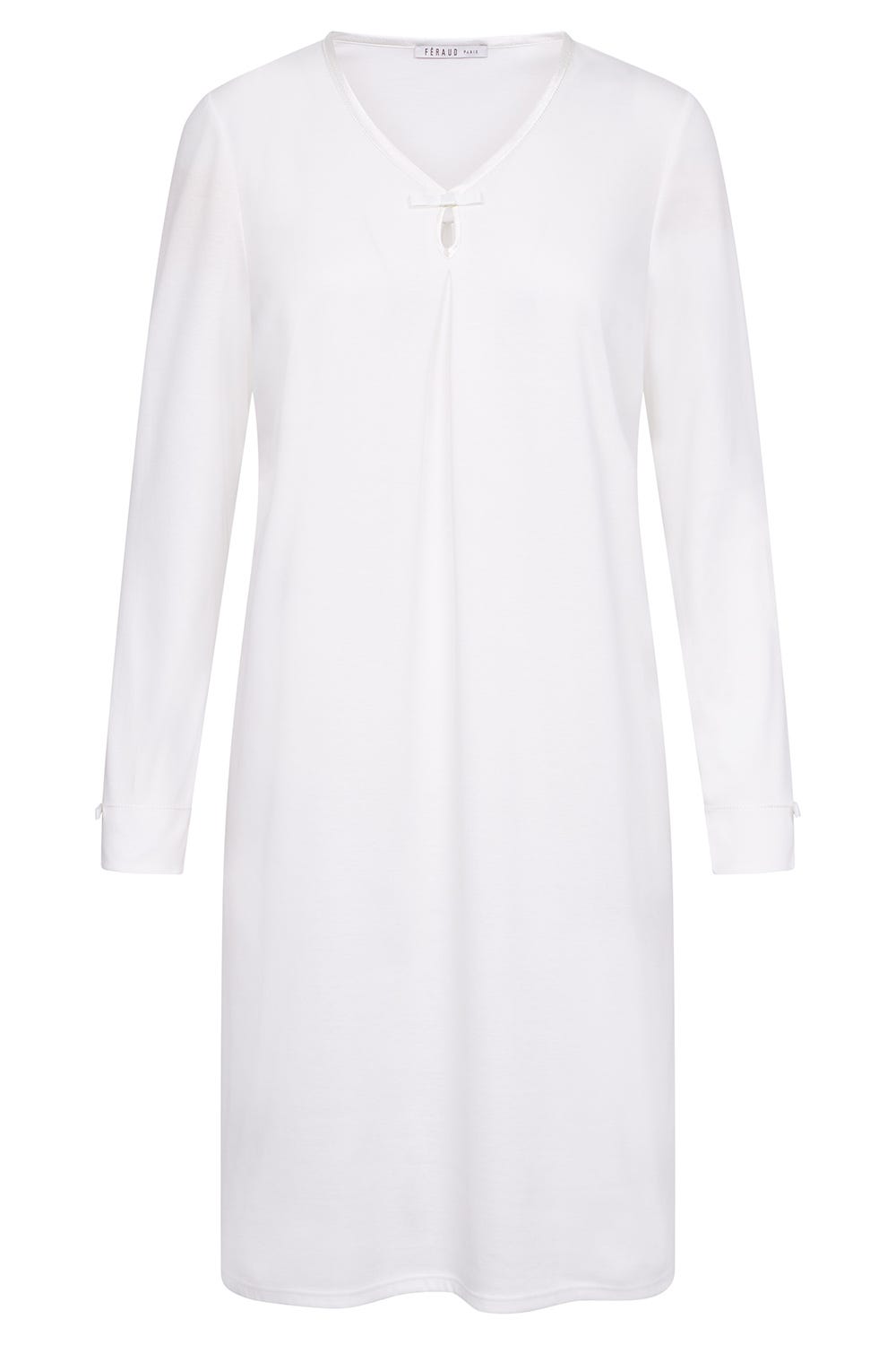 Hollowbild von Nachthemd mit Satinschleife dezent Kellerfalte 100% Baumwolle