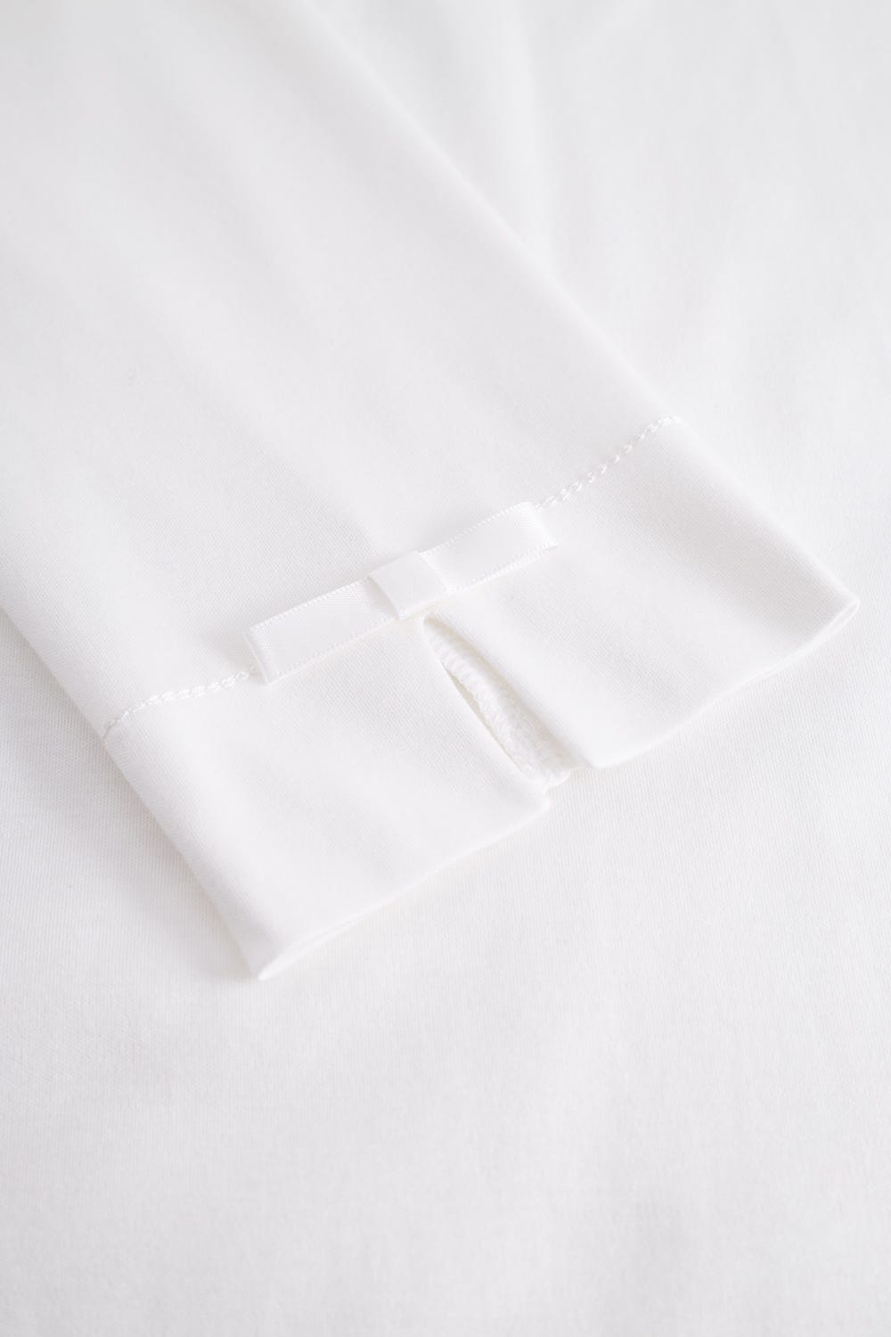 Detailbild 2 von Nachthemd mit Satinschleife dezent Kellerfalte 100% Baumwolle