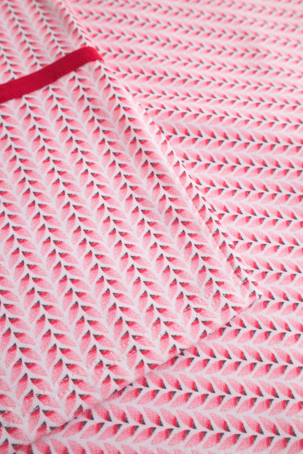 Detailbild 3 von Nachthemd Langarm mit Muster in Flecht-Optik in Rot 100% Baumwolle