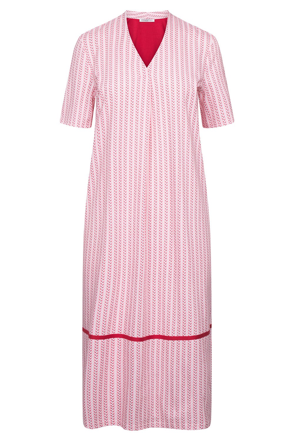 Hollowbild von Nachthemd Kurzarm mit Muster in Flecht-Optik in Rot 100% Baumwolle