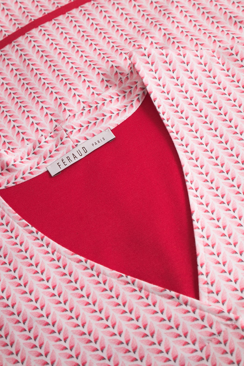 Detailbild 1 von Nachthemd Kurzarm mit Muster in Flecht-Optik in Rot 100% Baumwolle