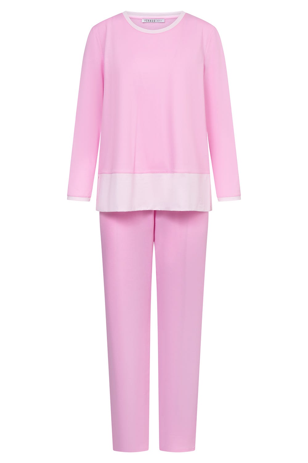 Hollowbild von Pyjama mit Kontrast-Säumen und Prägelogo Baumwolle/Modal