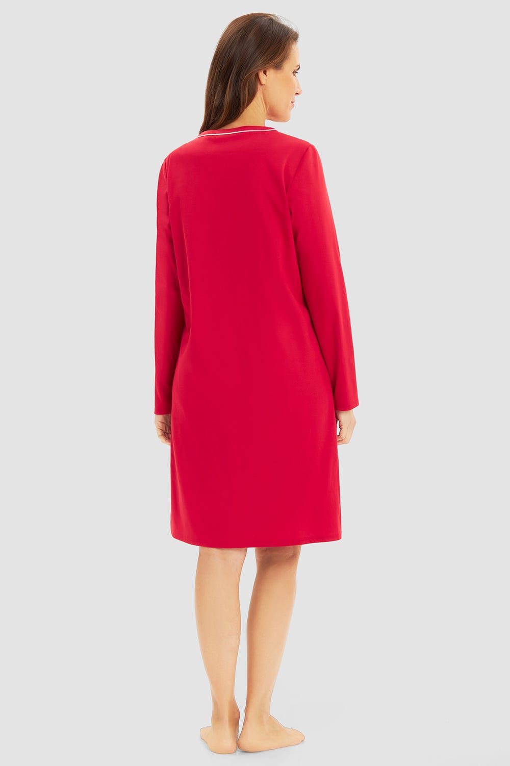 Rückansicht von Nachthemd mit Kontrastdetails in Rot 100% Baumwolle