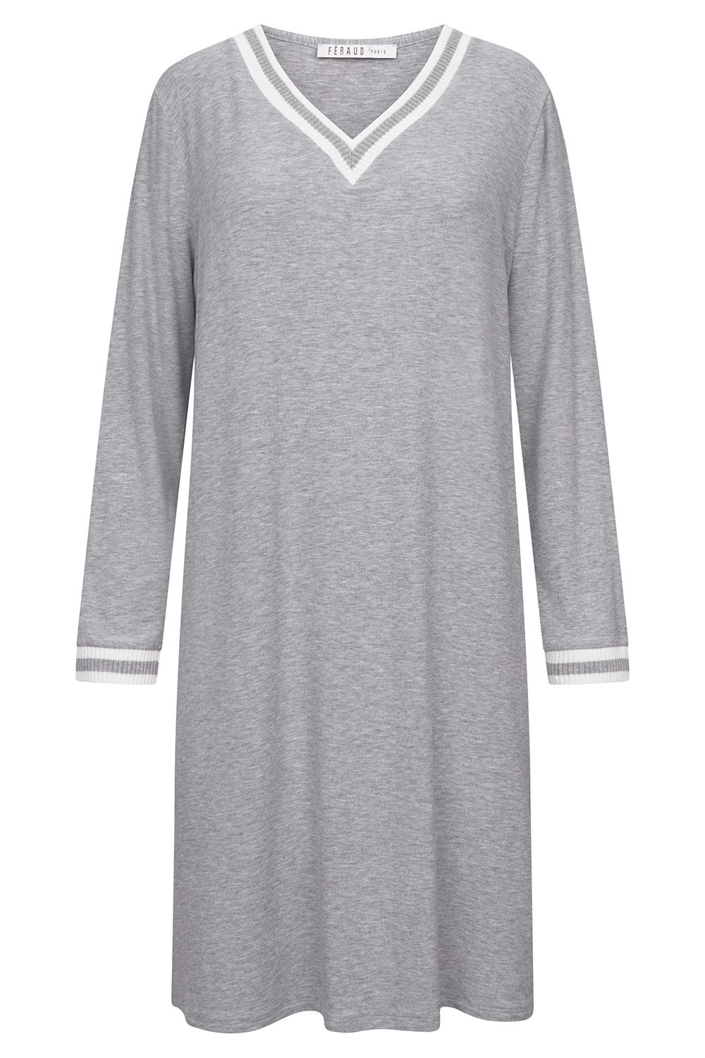 Hollowbild von Nachthemd mit geringelten Strick-Bündchen Modal/Elasthan