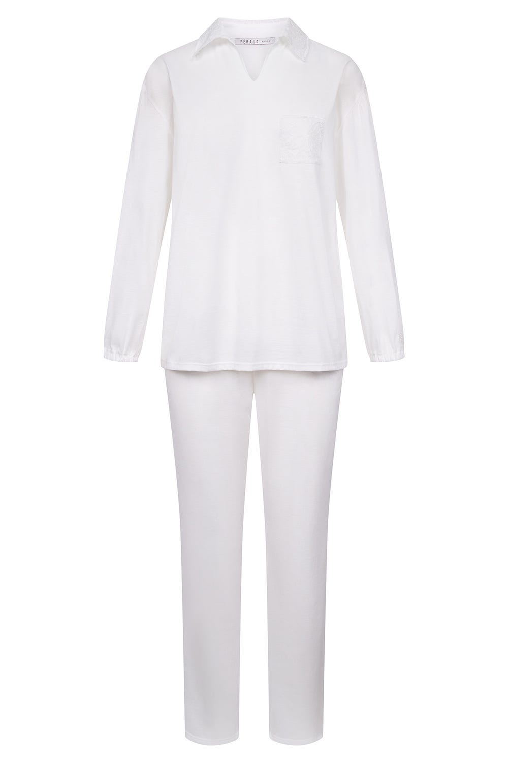 Hollowbild von Pyjama mit Embroderie-Details elegant 100% Baumwolle