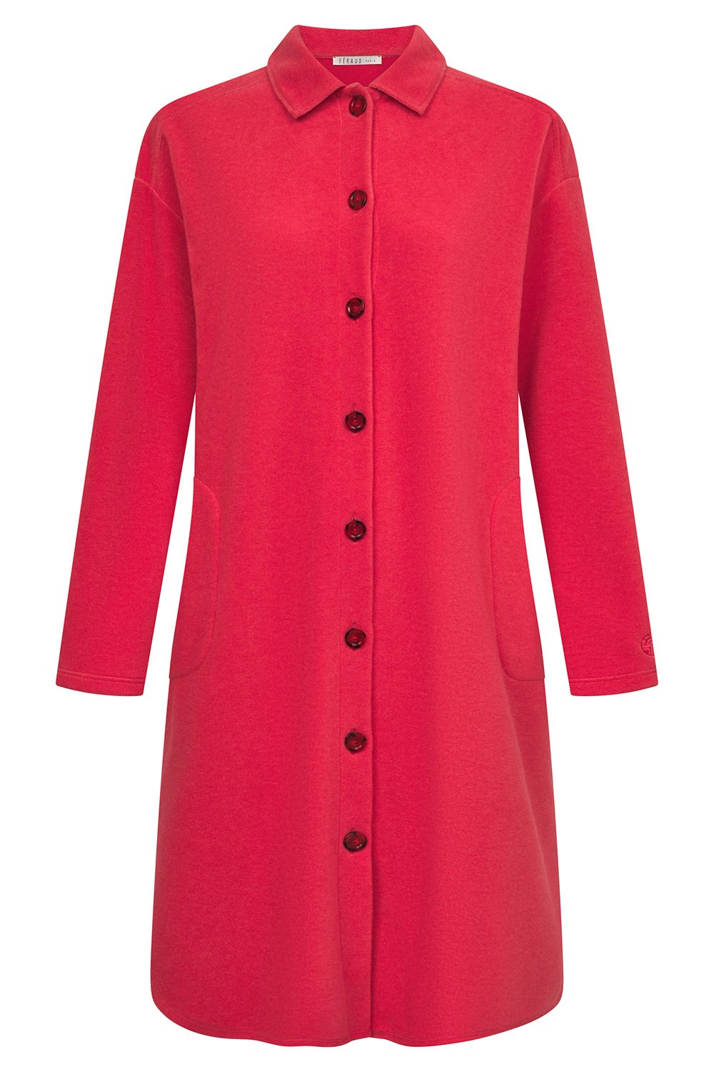 Hollowbild von Hauskleid aus kuscheligem Fleece in Rot