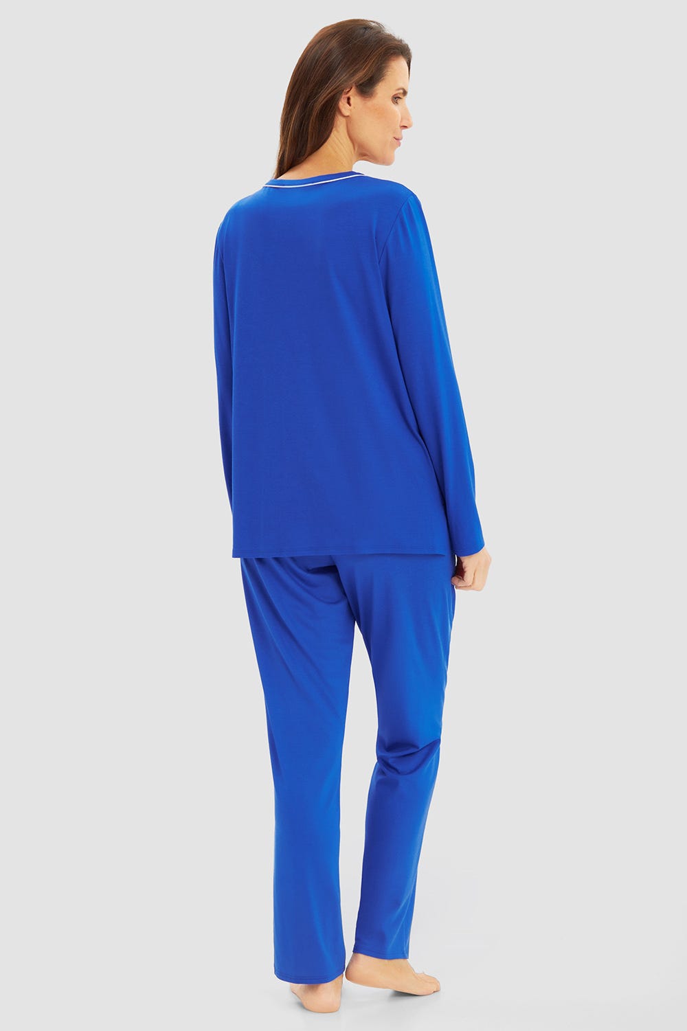 Rückansicht von Pyjama mit Kontrast-Paspeln 100% Baumwolle