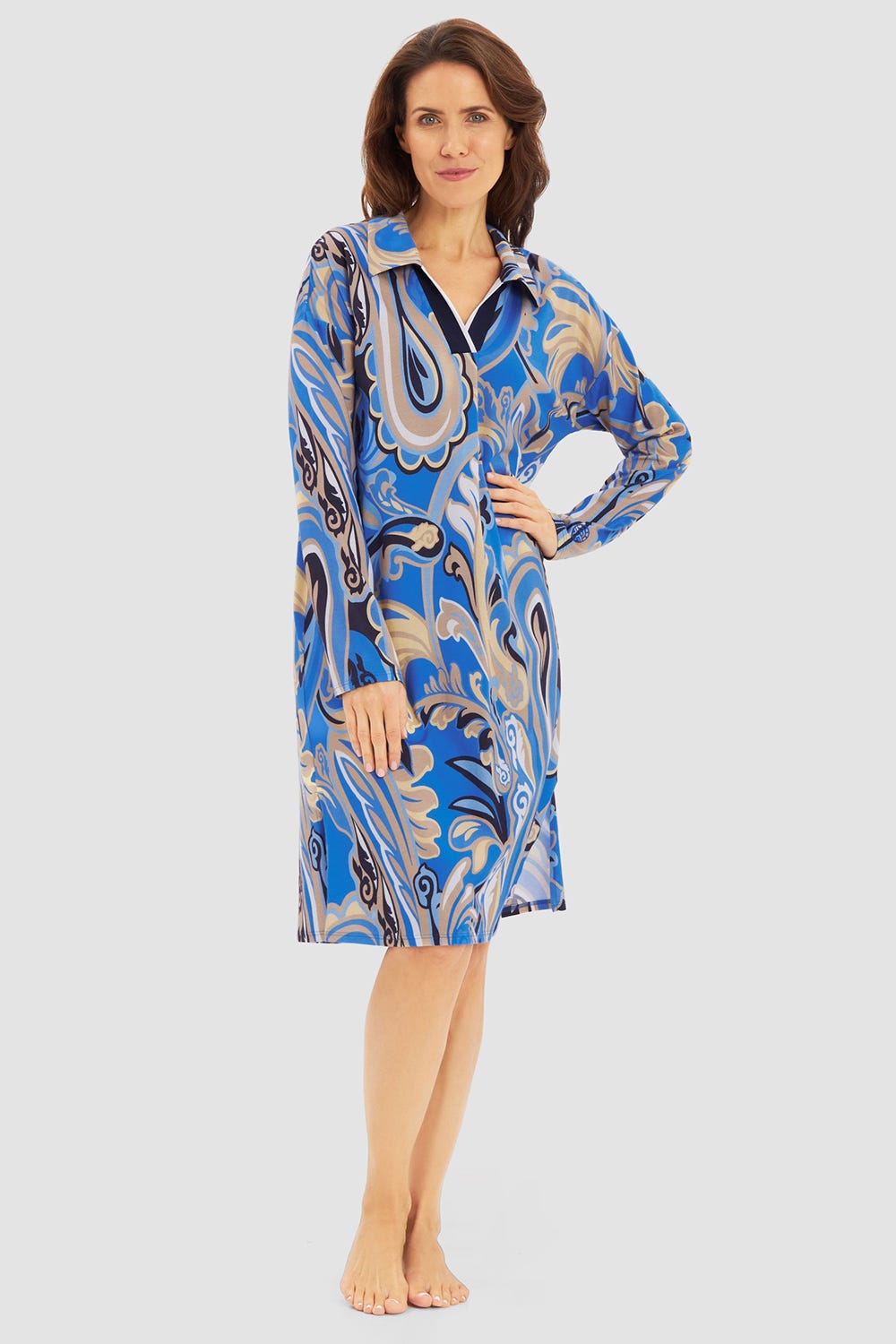 Frontalbild von Nachthemd im modernen Paisley-Druck Baumwolle/Modal