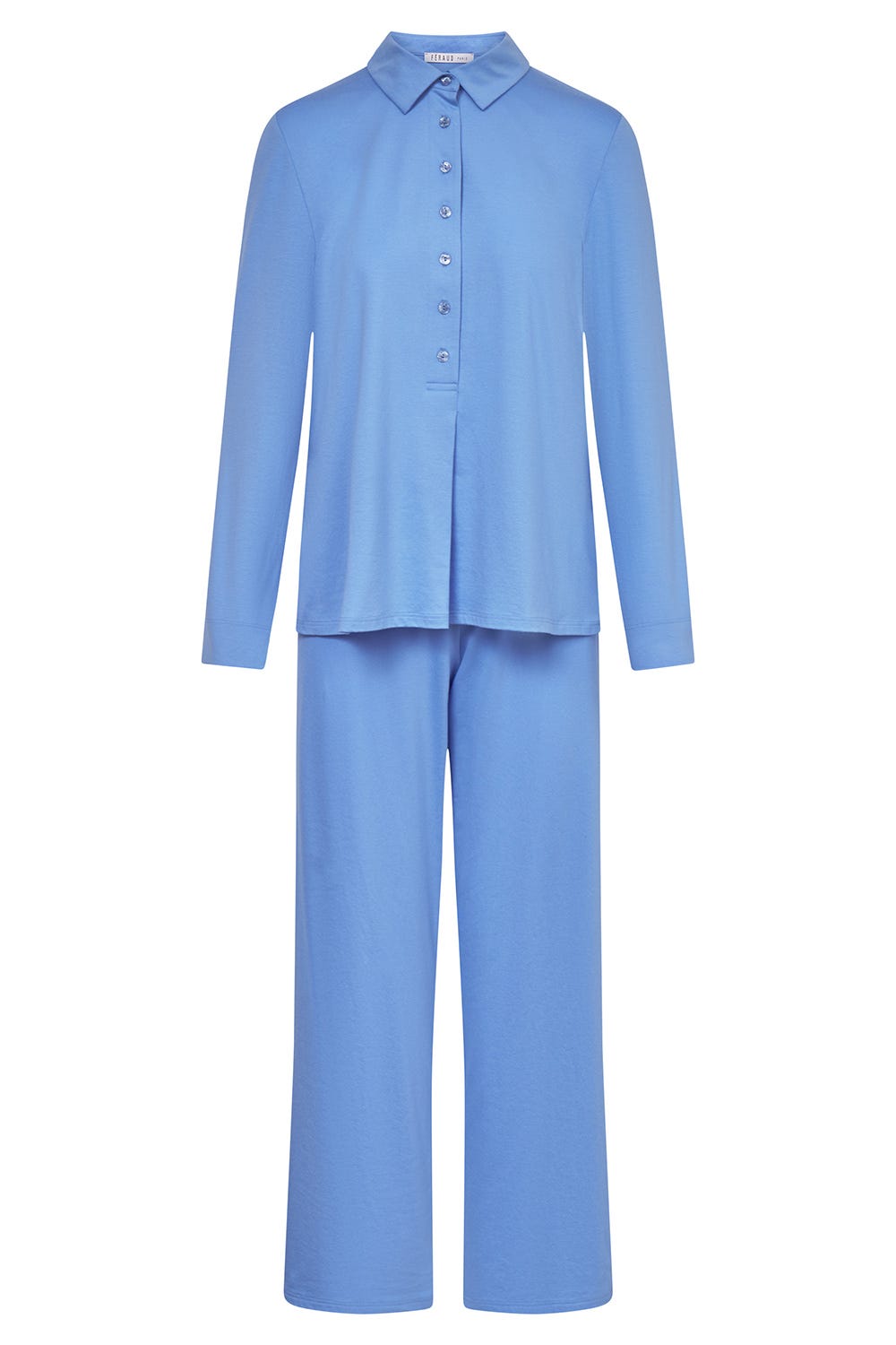 Hollowbild von Pyjama klassisch mit Knopfleiste Materialmix