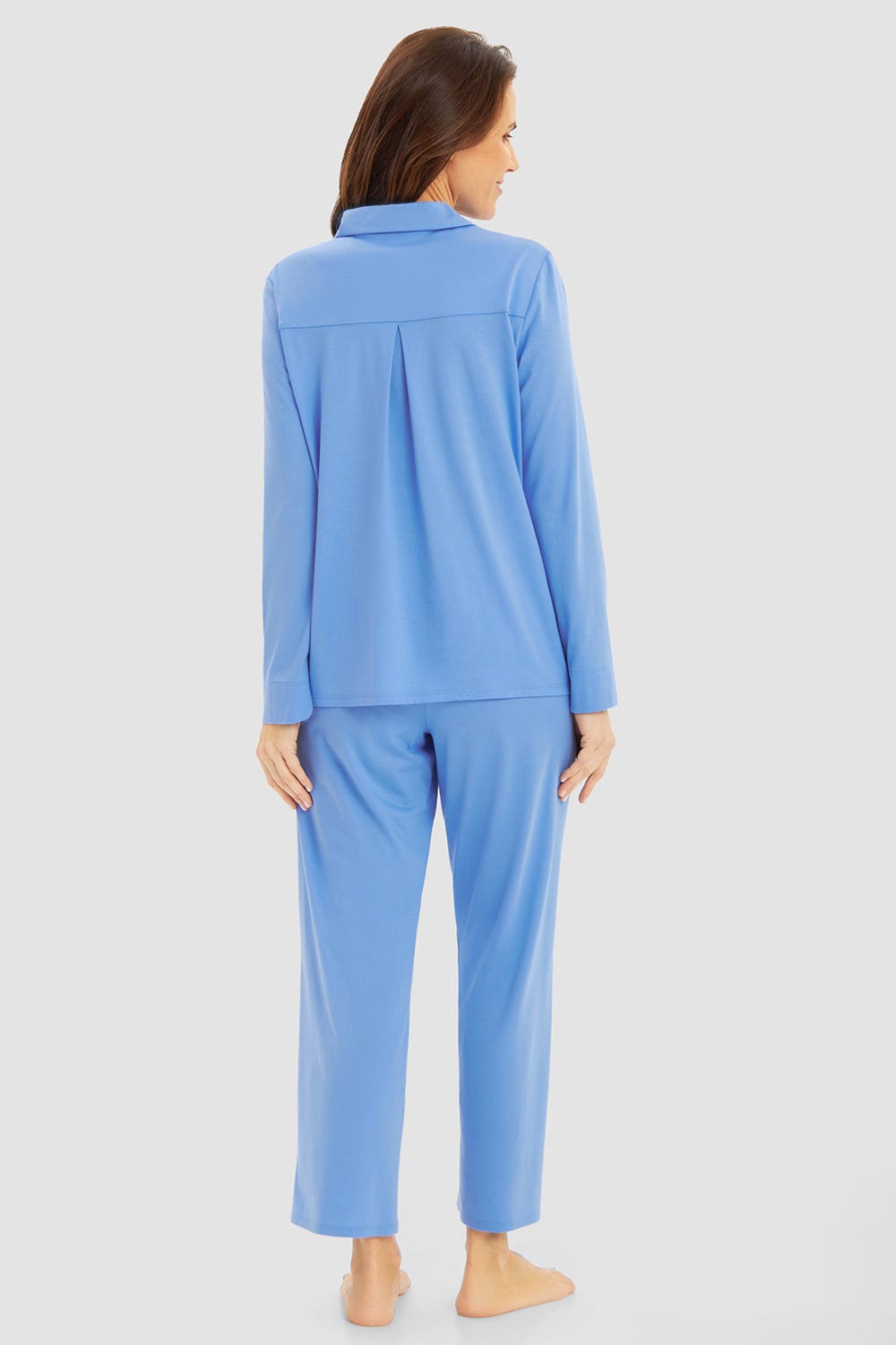 Rückansicht von Pyjama klassisch mit Knopfleiste Materialmix