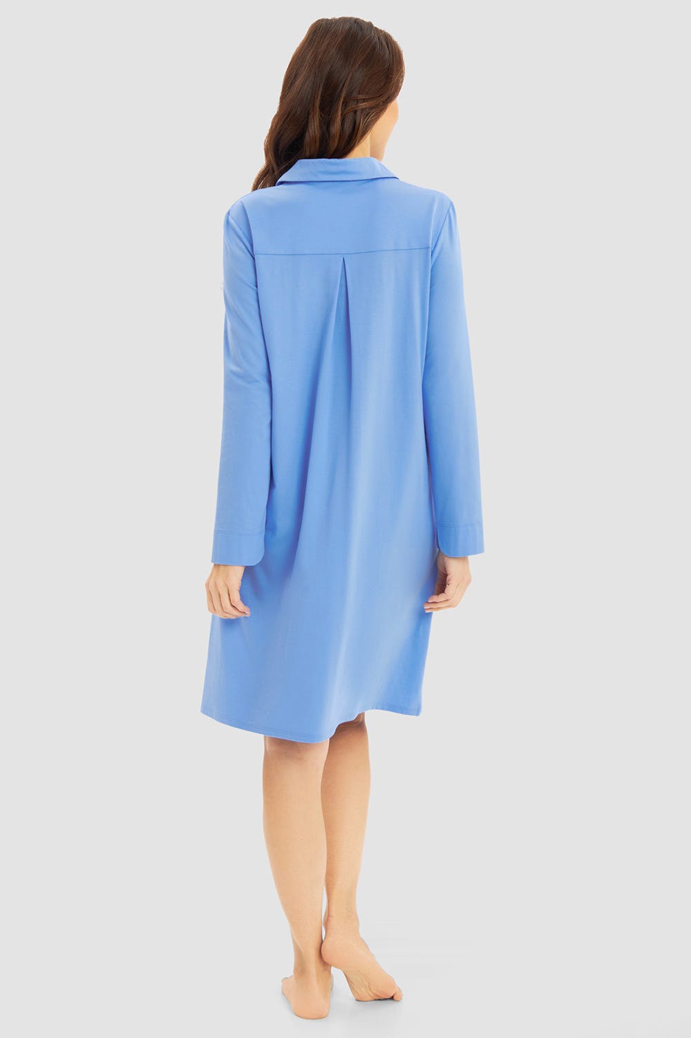 Rückansicht von Nachthemd klassisch mit Knopfleiste Materialmix