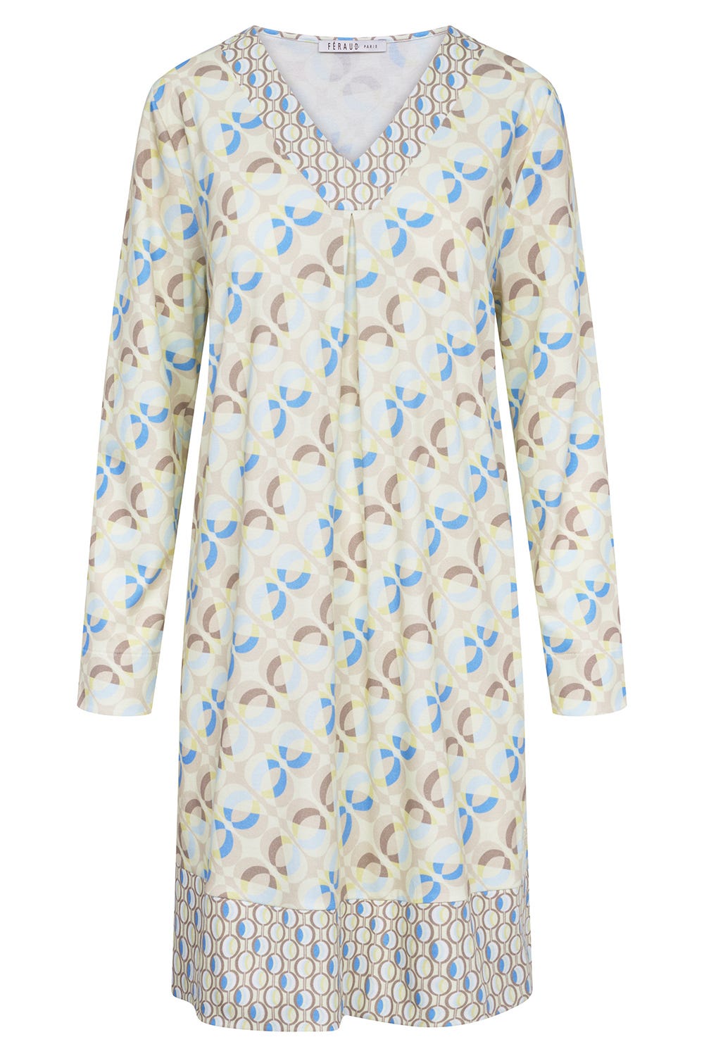 Hollowbild von Nachthemd im Grafik-Druck Retro-Style weich angeraut 100% Baumwolle