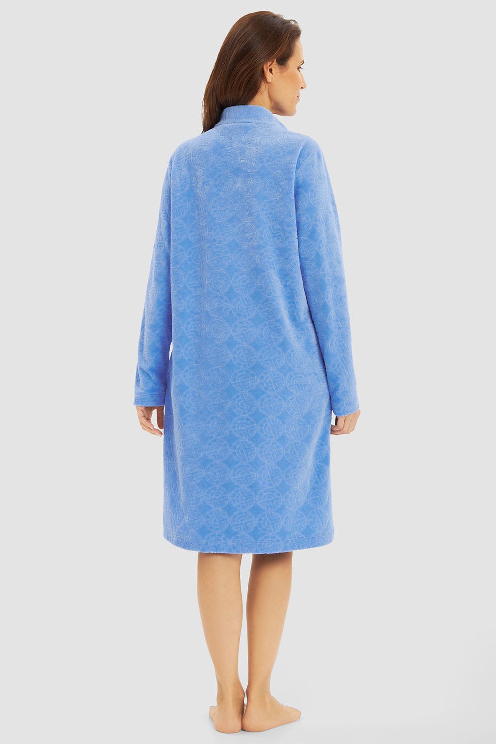 Rückansicht von Morgenmantel mit Logo-Muster aus Velours Baumwoll/Polyester