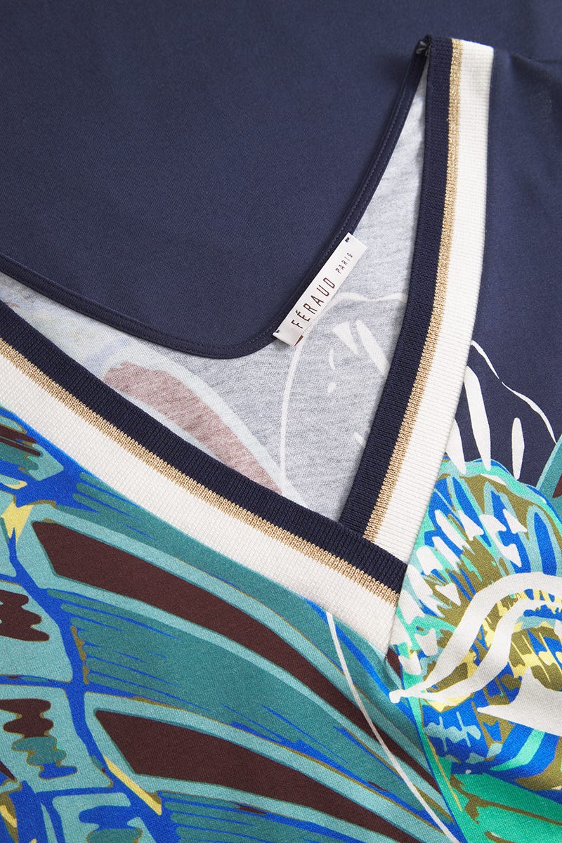 Detailbild 1 von Strandkleid Ärmellos mit Schmetterlings-Druck Blau-Türkis Viskose/Elasthan