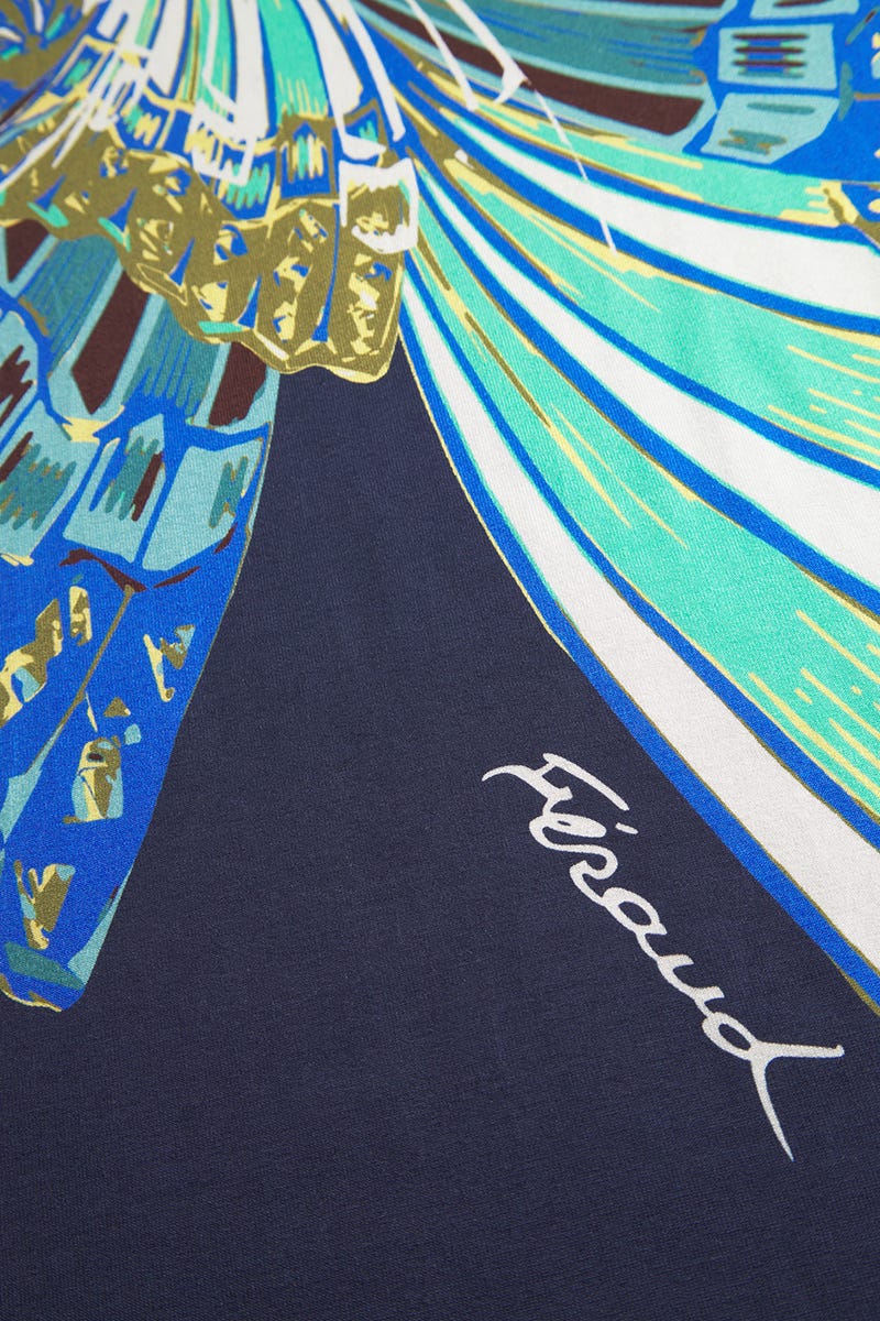 Detailbild 2 von Strandkleid Ärmellos mit Schmetterlings-Druck Blau-Türkis Viskose/Elasthan