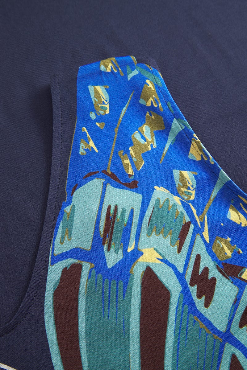 Detailbild 3 von Strandkleid Ärmellos mit Schmetterlings-Druck Blau-Türkis Viskose/Elasthan