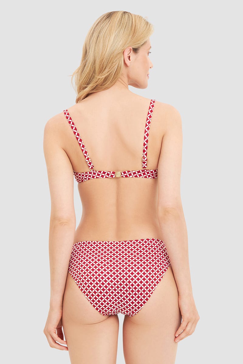 Rückansicht von Bikini im minimalistischen Grafikdruck Rot