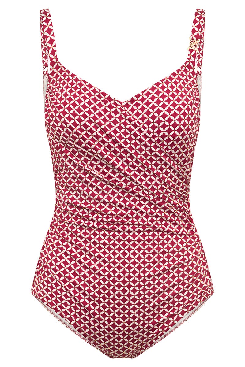 Hollowbild von Badeanzug im minimalistischen Grafikdruck Rot