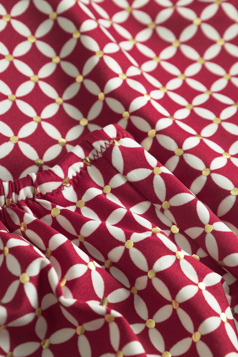 Detailbild 3 von Badeanzug im minimalistischen Grafikdruck Rot