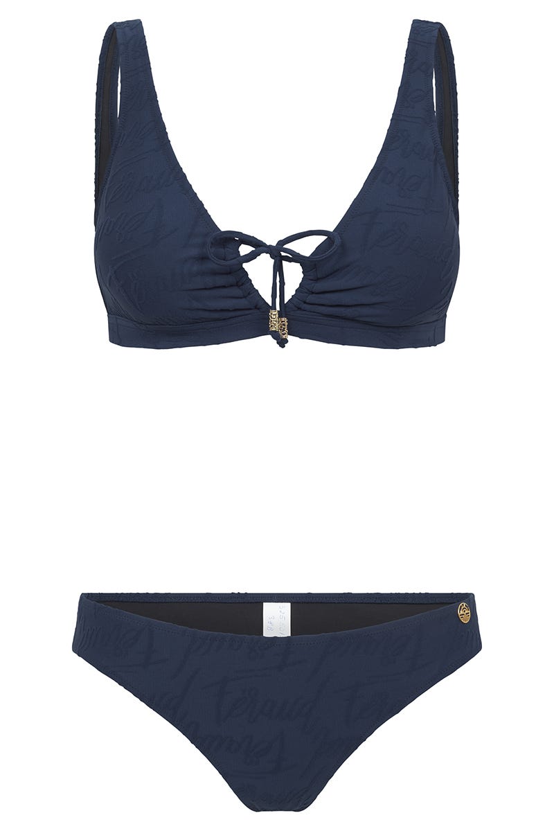 Hollowbild von Bikini mit dezentem Logo-Print Navyblau 