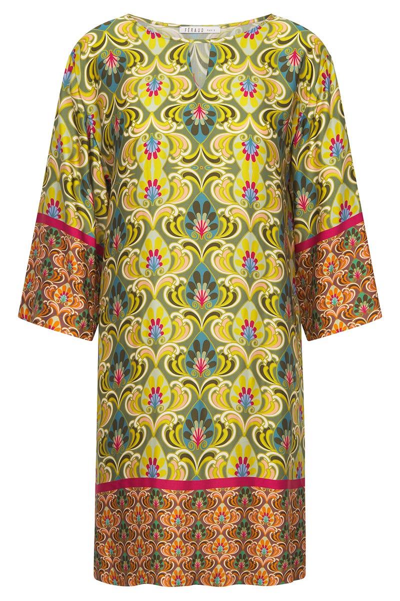 Hollowbild von Strandkleid im Ornamental-Druck Webware 100% Viskose