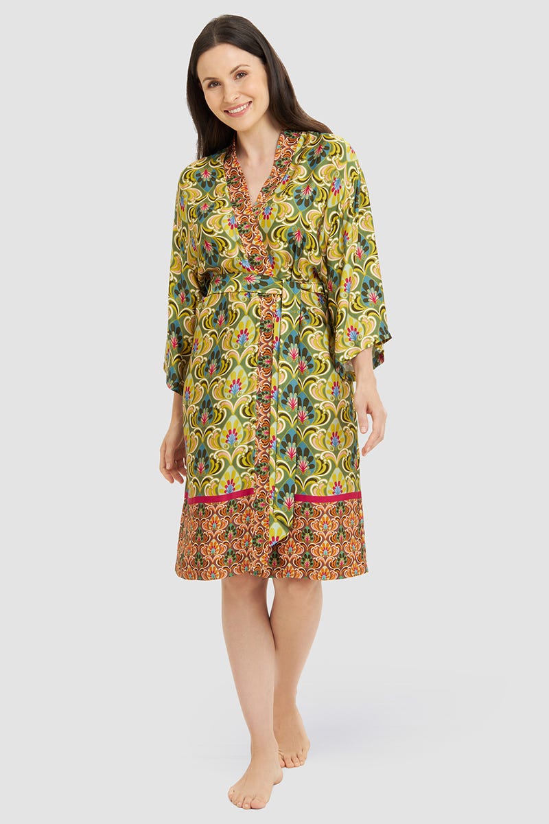 Frontalbild von Strandjacke im Ornamental-Druck Webware 100% Viskose