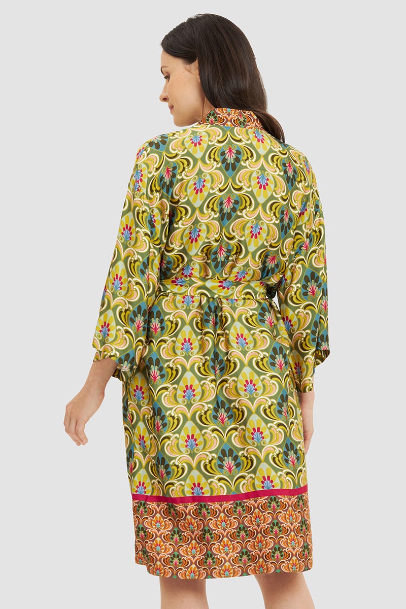 Rückansicht von Strandjacke im Ornamental-Druck Webware 100% Viskose