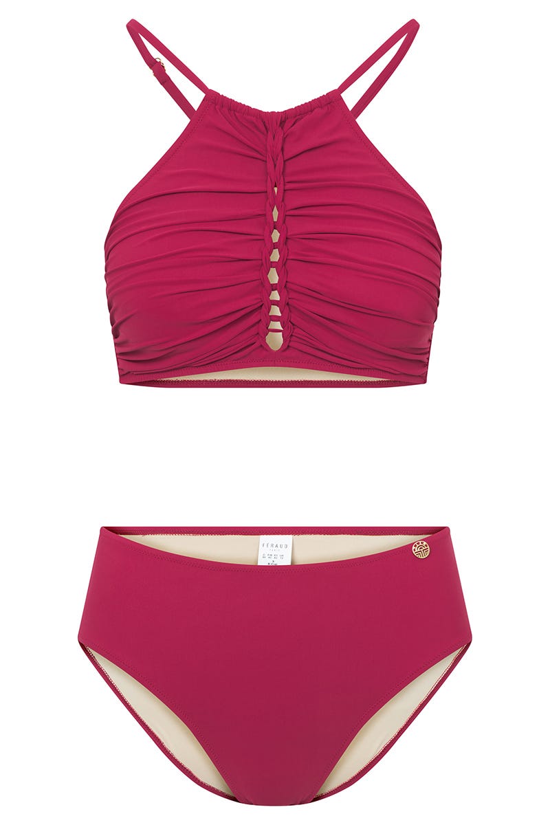 Hollowbild von Bikini mit eleganten Flecht-Details Bordeaux-Rot