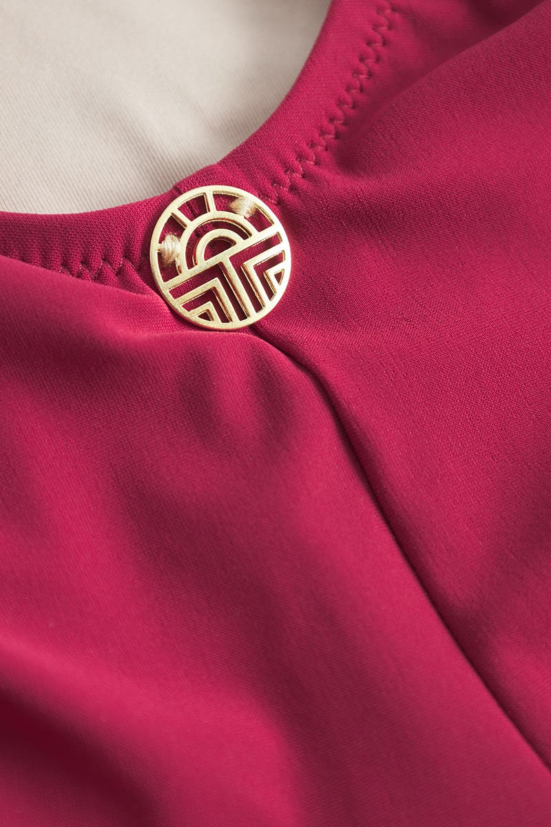 Detailbild 3 von Badeanzug mit eleganten Flecht-Details Bordeaux-Rot