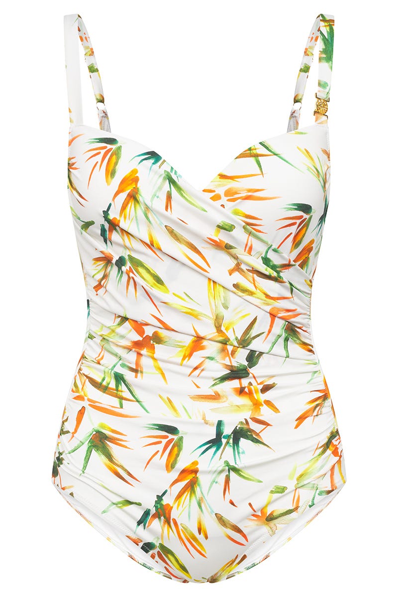 Hollowbild von Badeanzug im sommerlichen Blätter-Druck